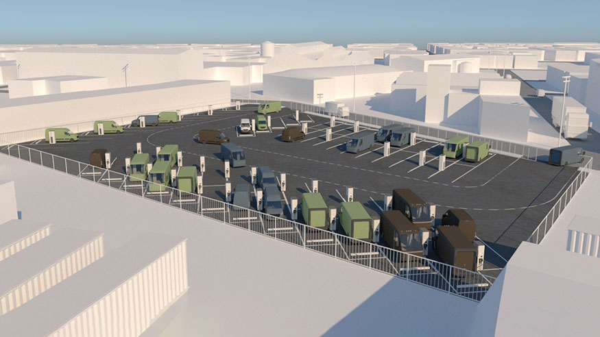 EV charging lot 3D render